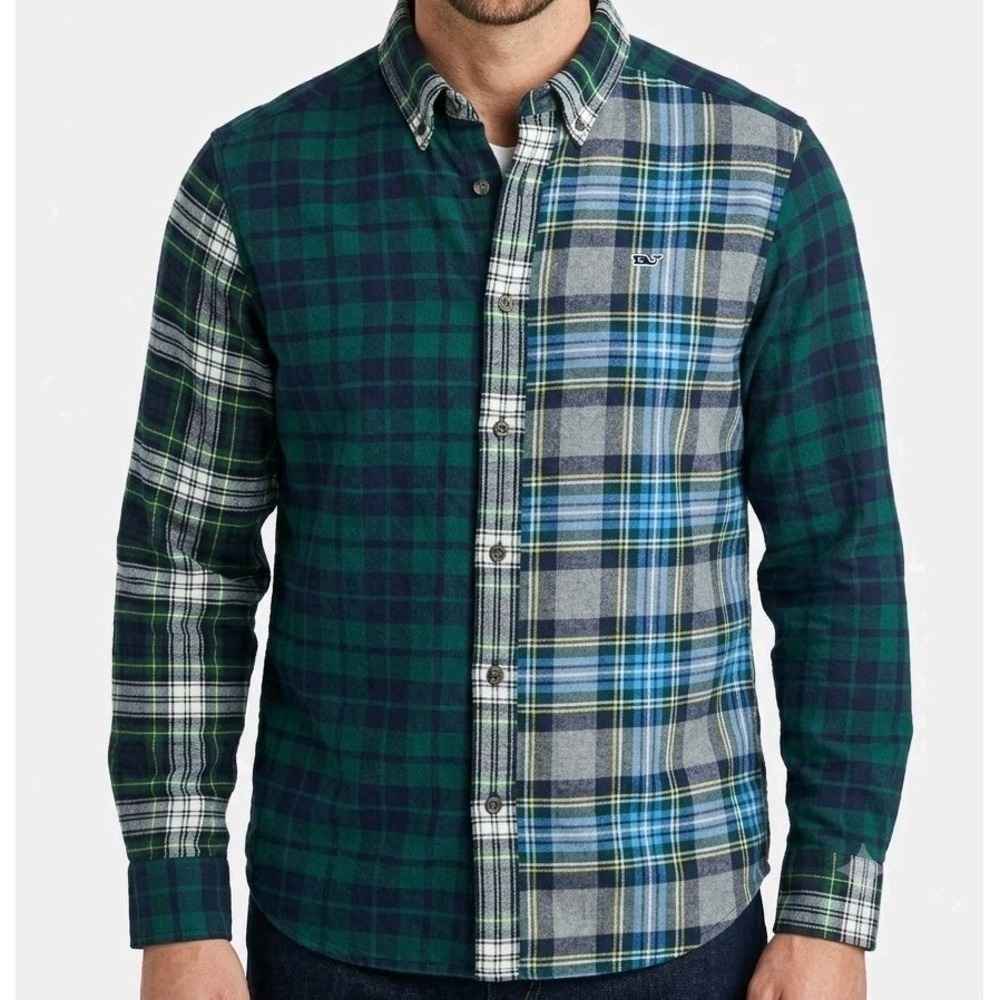 Vineyard Vines Flannel Shirt Mens‎ Medium Multicolored  Watch Plaid Stretch